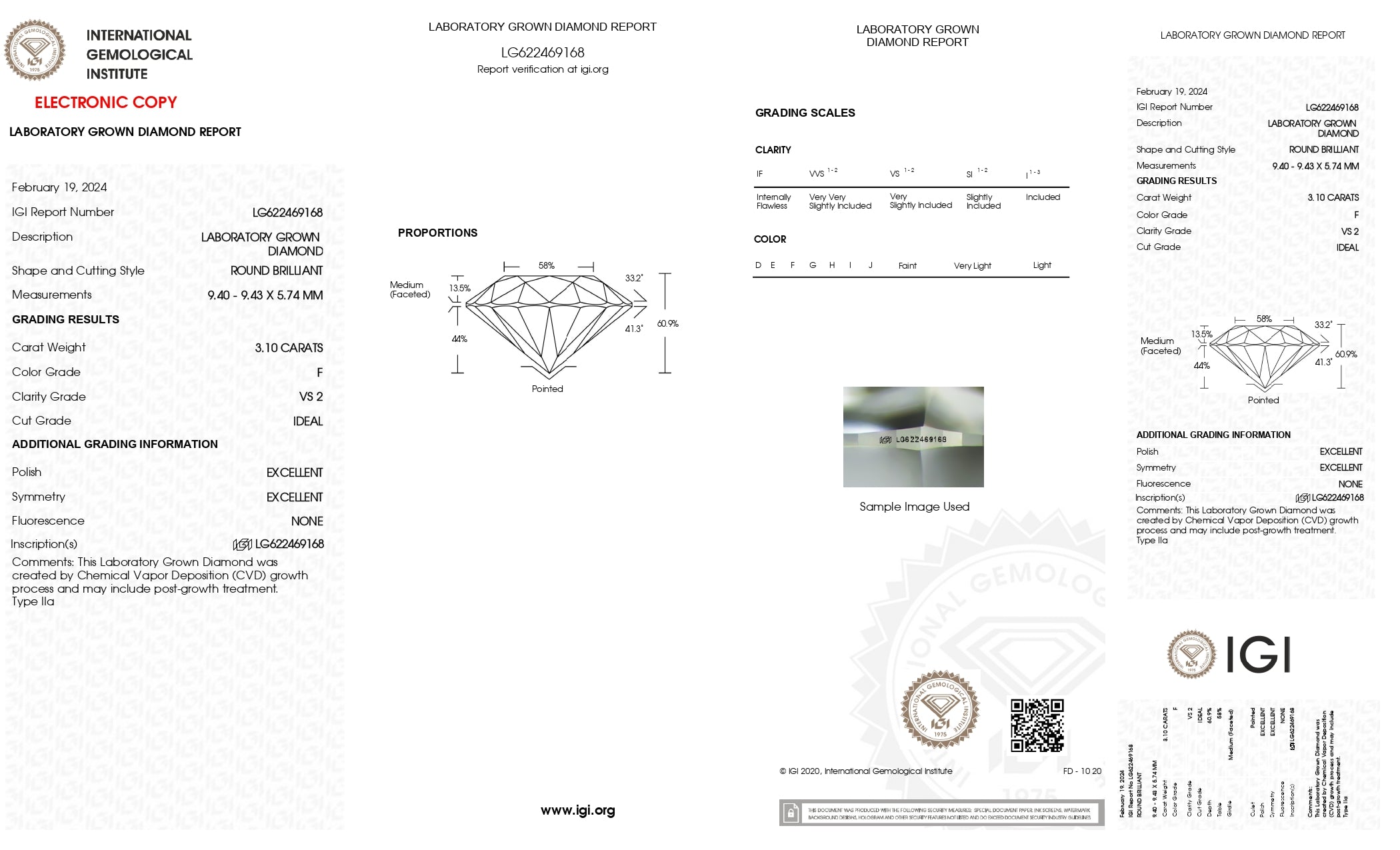 Round 3.10ct F VS2 Ideal Cut Diamond - IGI Certified