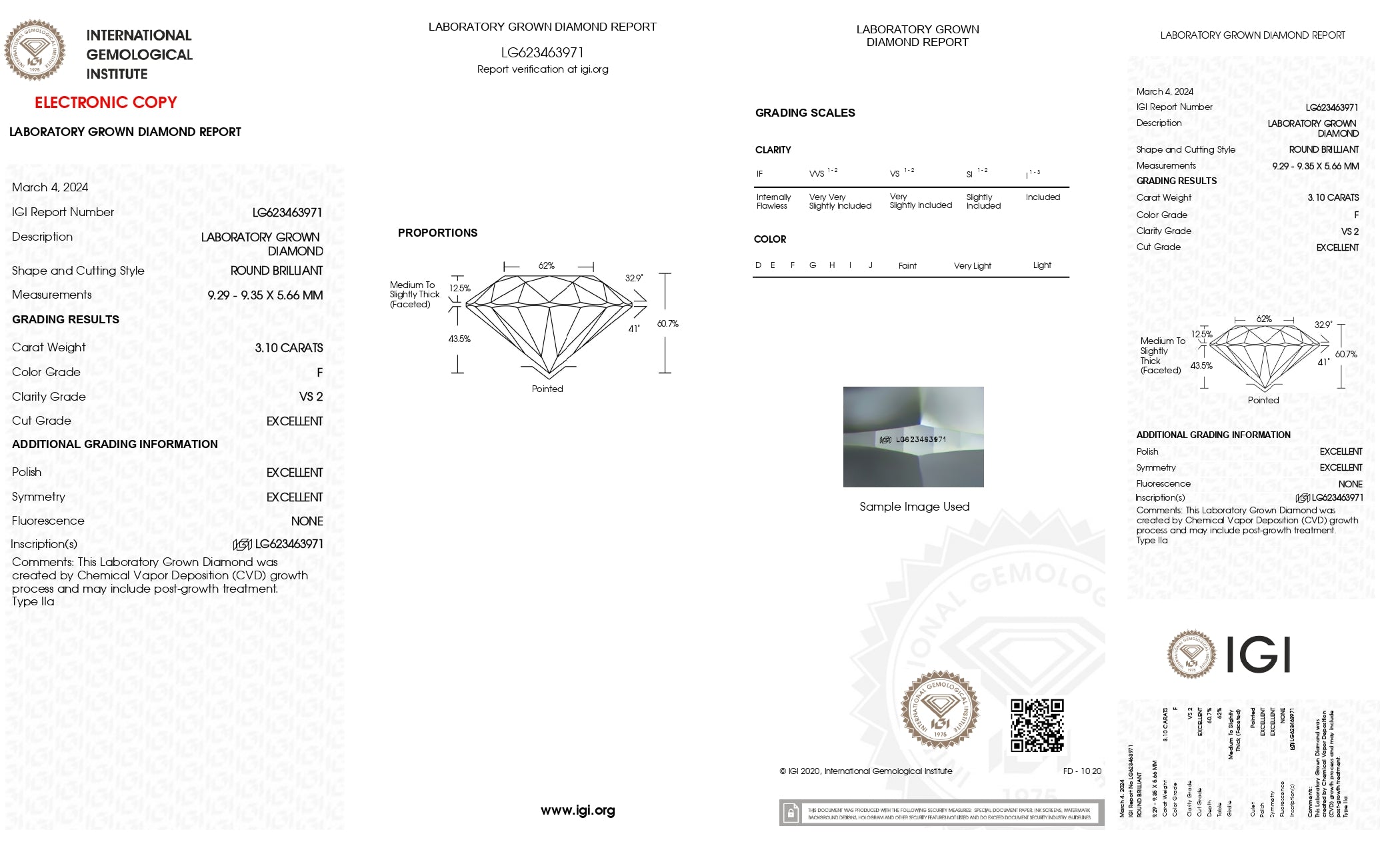 Round 3.10ct F VS2 Diamond - Excellent Cut, IGI Certified