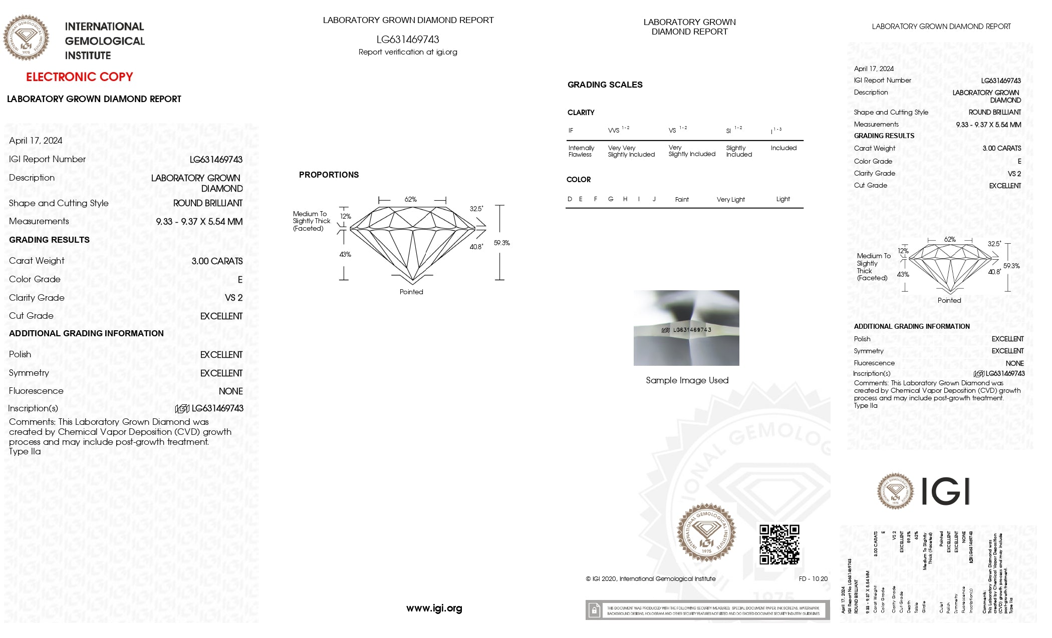 Round 3.00ct E VS2 Diamond - Excellent Cut, IGI Certified