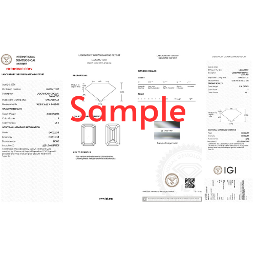 Emerald 2.20tcw Lab Created Diamond Solitaire Engagement ring, EF Color VS Clarity - IGI Certificate