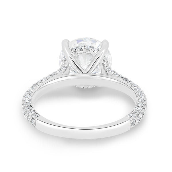 Round 5.85tcw Lab Grown diamond Triple Pavé Solitaire Hidden Halo Engagement ring, EF Color, VS Clarity