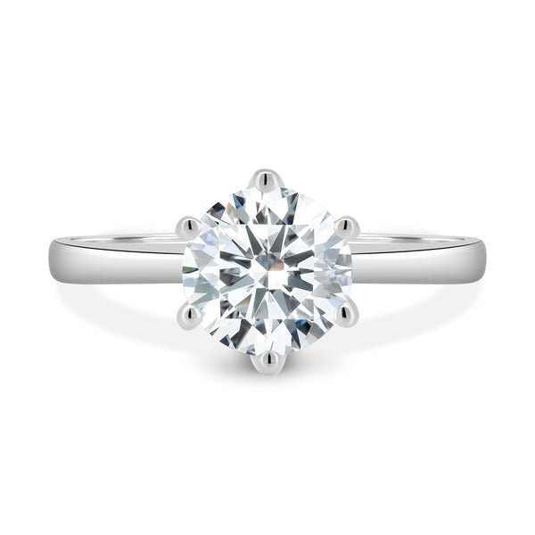 Round 1.5ct Lab Grown diamond, EF Color, VS Clarity, 6 Claw Solitaire engagement ring