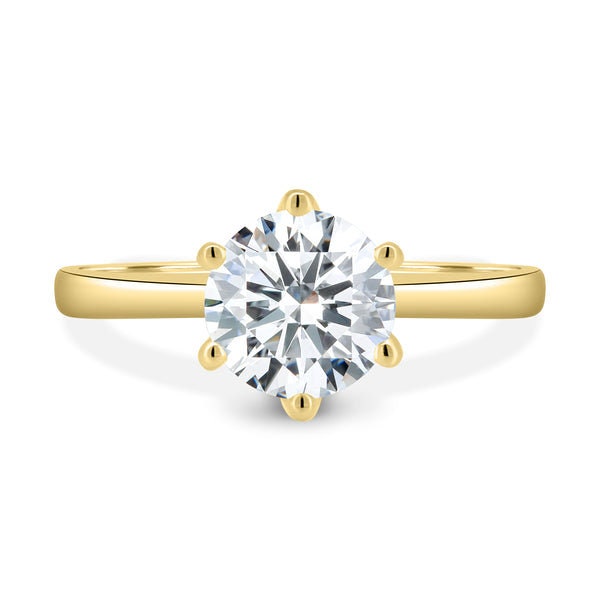 Round 1.5ct Lab Grown diamond, EF Color, VS Clarity, 6 Claw Solitaire engagement ring