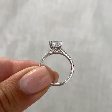 Princess 1.40tcw Lab Grown Diamond Pave Hidden Halo Engagement diamond ring, EF Color, VS Clarity