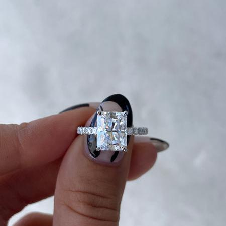 Radiant 5.50tcw Lab Grown Diamond  Pave Engagement Ring, EF Color, VS Clarity