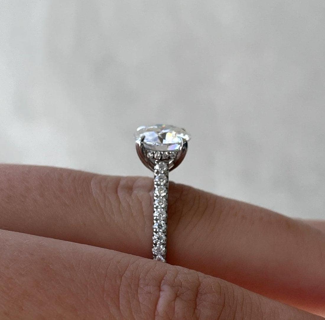 Round 2.50tcw Lab Grown Diamond Pave Hidden Halo Engagement Ring, EF Color, VS Clarity