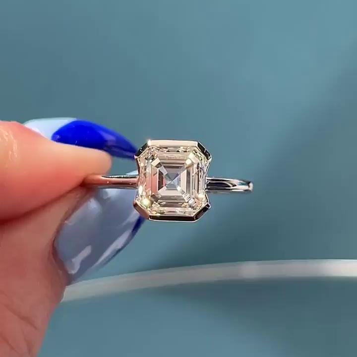 Asscher 1.50ct Lab Grown Diamond Engagement Ring, EF Color, VS Clarity