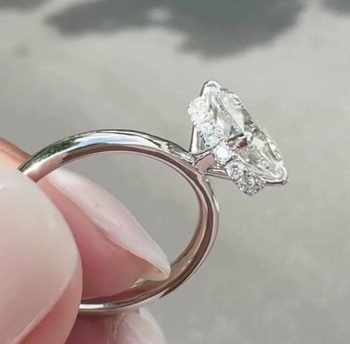 Oval 2.20tcw Lab Grown Diamond Hidden Halo Engagement Ring, EF Color, VS Clarity