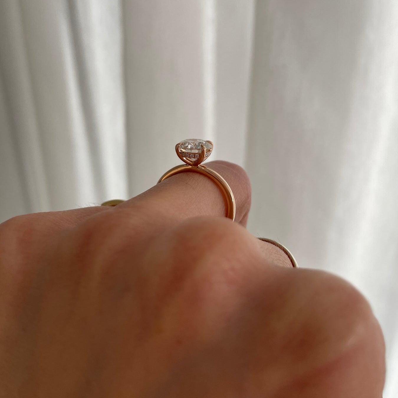 Round 1.8tcw Lab Created diamond Solitaire Hidden Halo Engagement ring,  EF Color, VS Clarity