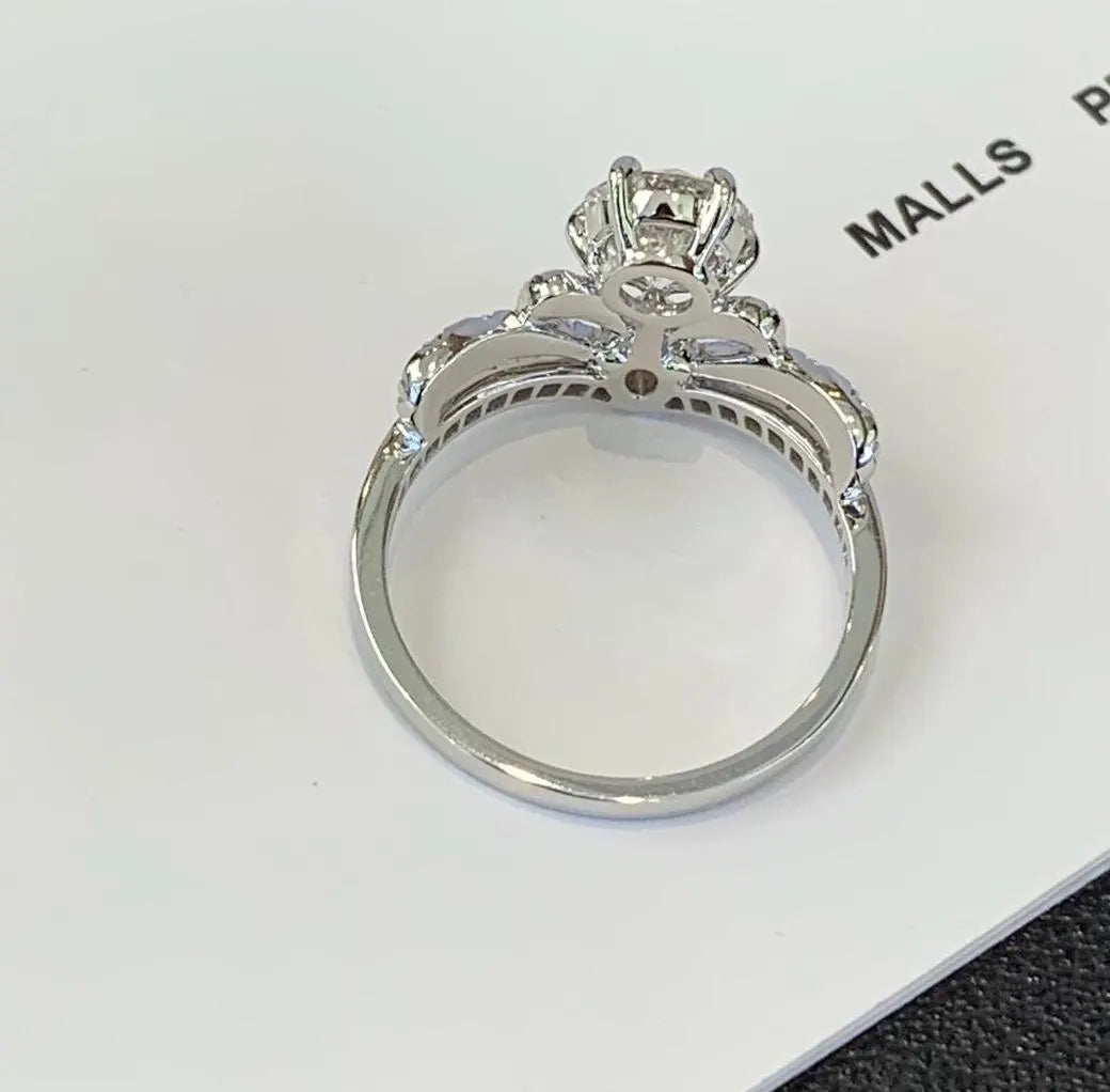 Round And Pear 2.00tcw Lab Grown Diamond Side Stone Unique Design Engagement Ring, EF Color, VS Clarity - IGI Certified