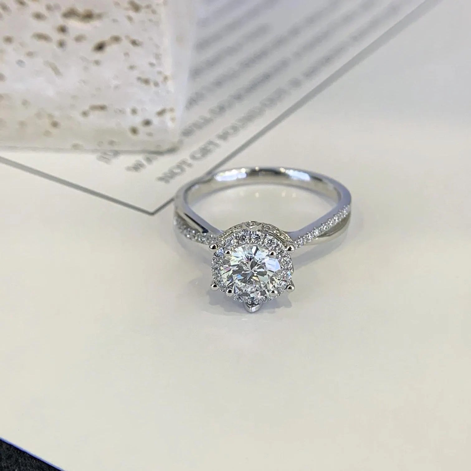 Round 1.30tcw Lab Grown Diamond Halo And Hidden Halo Split Band Engagement Ring, EF Color, VS Clarity - IGI Certified