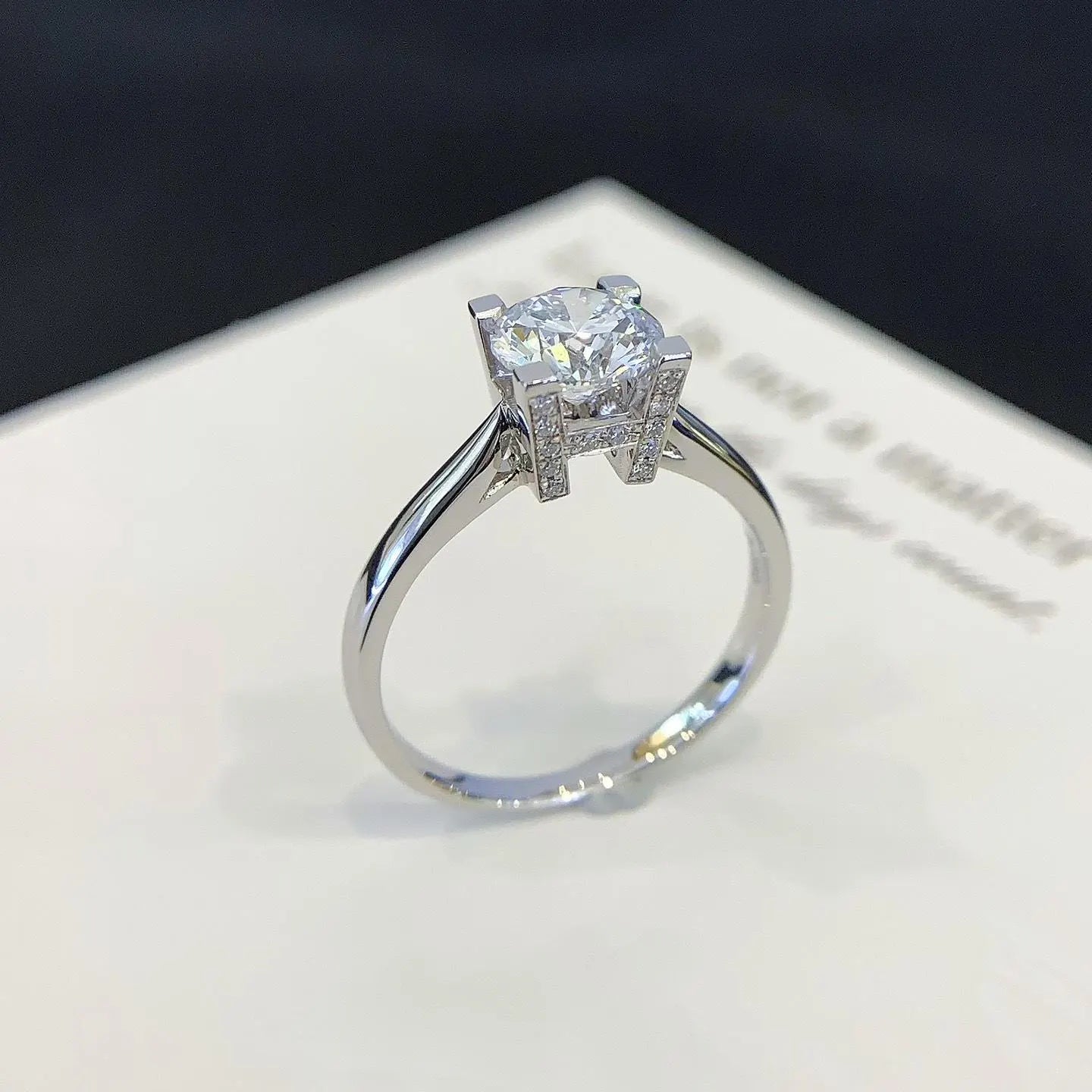 Round 1.10tcw Lab Grown Diamond Solitaire Pave Unique Design Engagement Ring,  EF Color, VS Clarity - IGI Certified