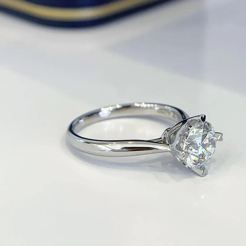 Round 1.50tcw Lab Grown Diamond 4 Heart Shape Prong Solitaire Pave Engagement Ring, EF Color, VS Clarity - IGI Certified