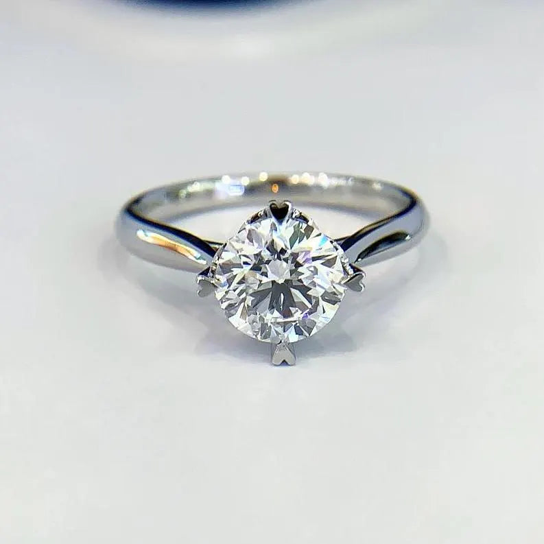 Round 1.50tcw Lab Grown Diamond 4 Heart Shape Prong Solitaire Pave Engagement Ring, EF Color, VS Clarity - IGI Certified