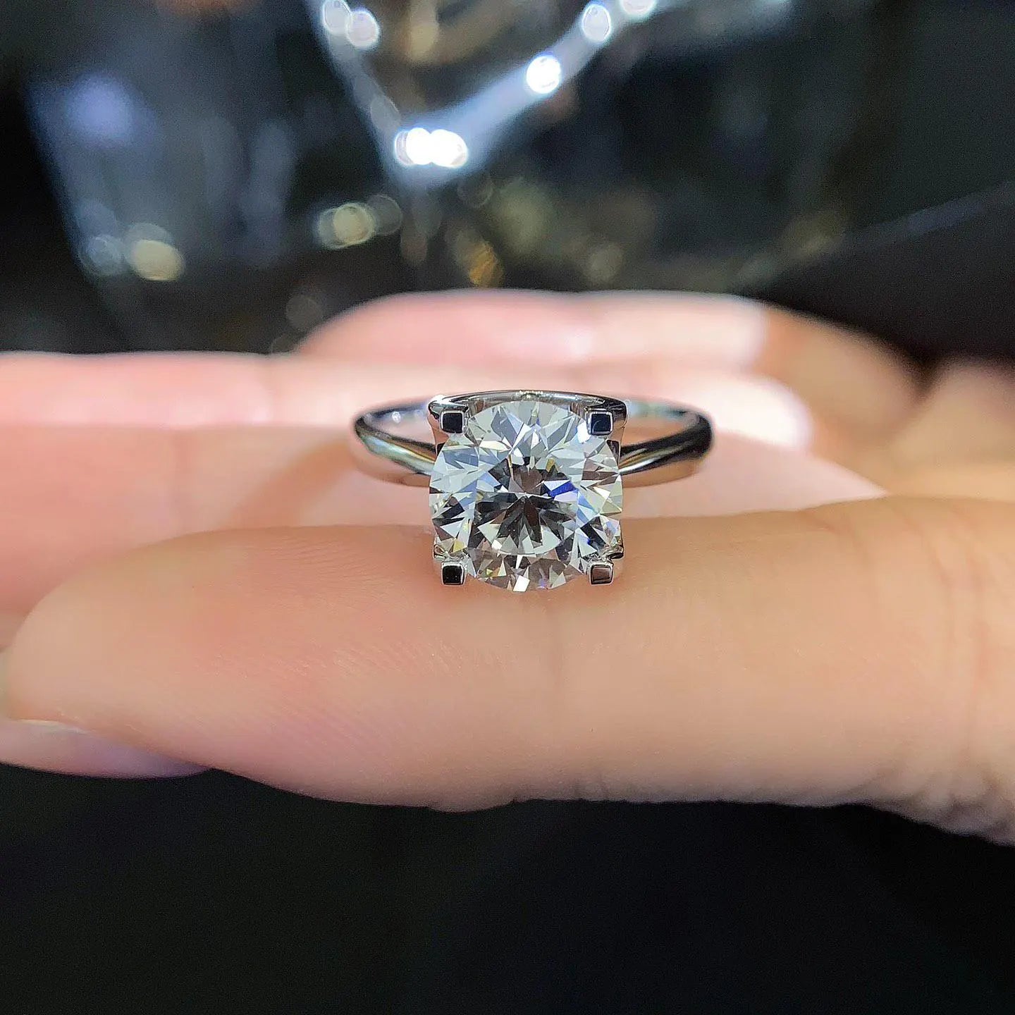 Round 2.60tcw Lab Grown Diamond Unique Style 4 Prong Solitaire Pave Engagement Ring, EF Color, VS Clarity - IGI Certified