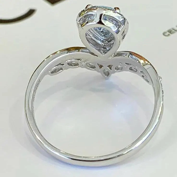 Fancy Pear 2.30tcw Lab Grown Diamond Halo With Unique Design Engagement Ring, EF Color, VS Clarity - IGI Certified