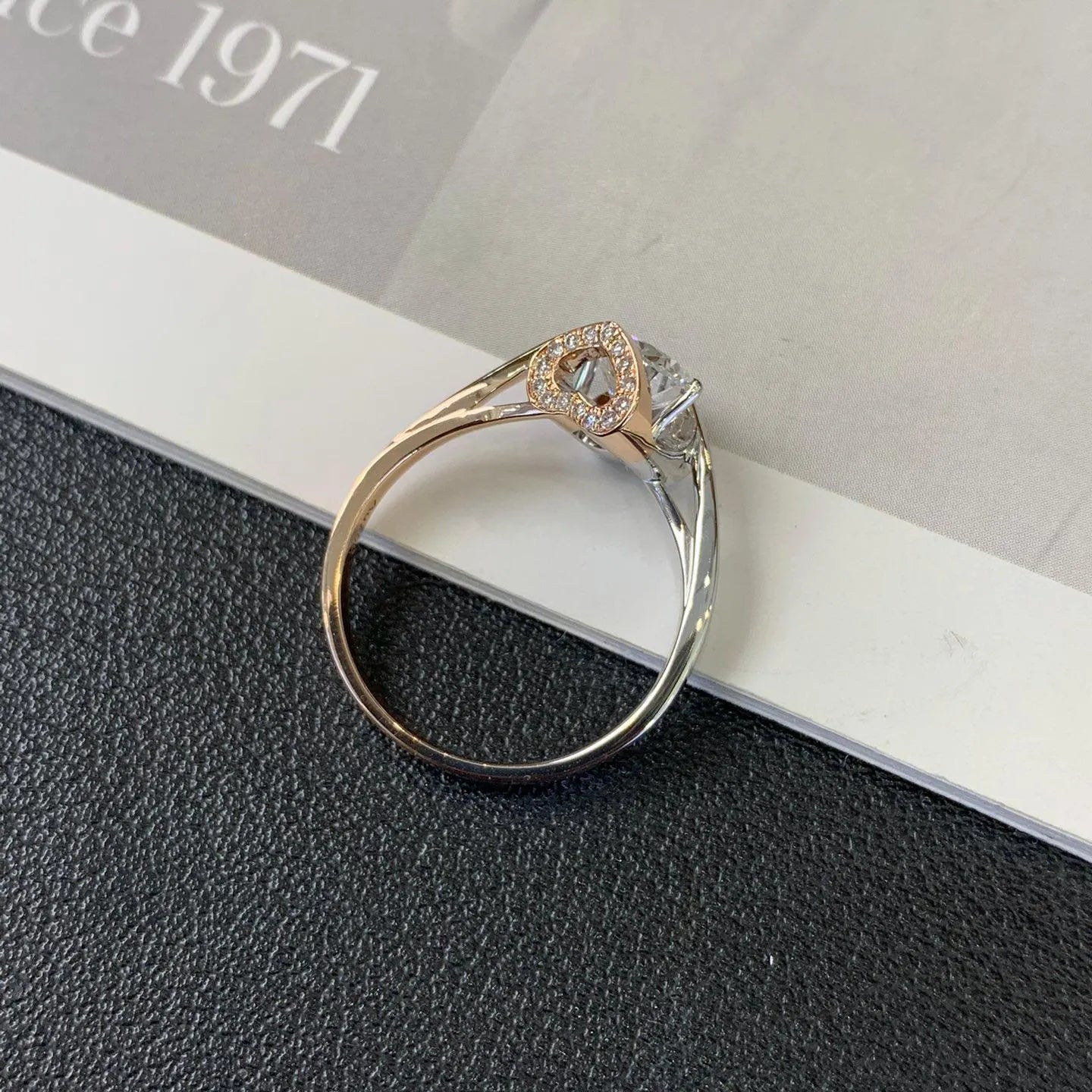 Round 1.60tcw Lab Grown Diamond Unique Design With Bypass Band Two Tone Engagement Ring, EF Color, VS Clarity