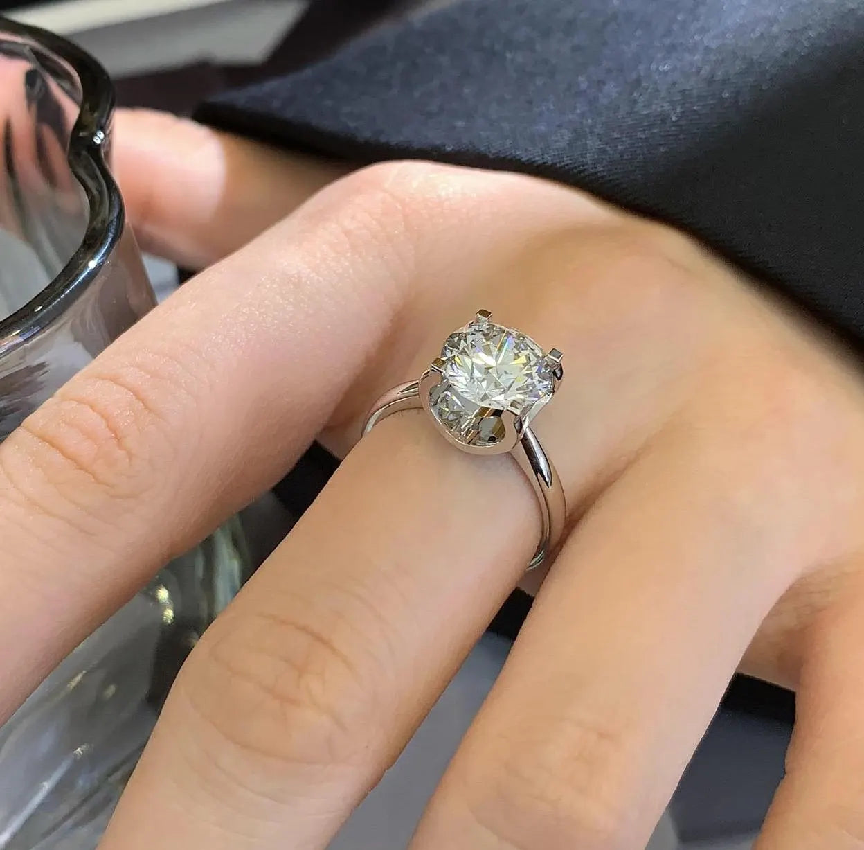 Round 2.60tcw Lab Grown Diamond Unique Style 4 Prong Solitaire Pave Engagement Ring, EF Color, VS Clarity - IGI Certified