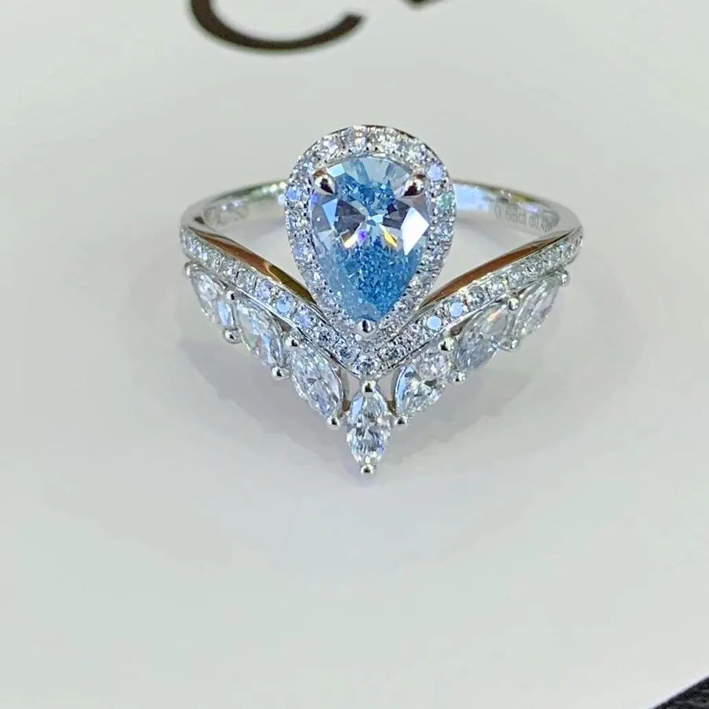 Fancy Pear 2.30tcw Lab Grown Diamond Halo With Unique Design Engagement Ring, EF Color, VS Clarity - IGI Certified