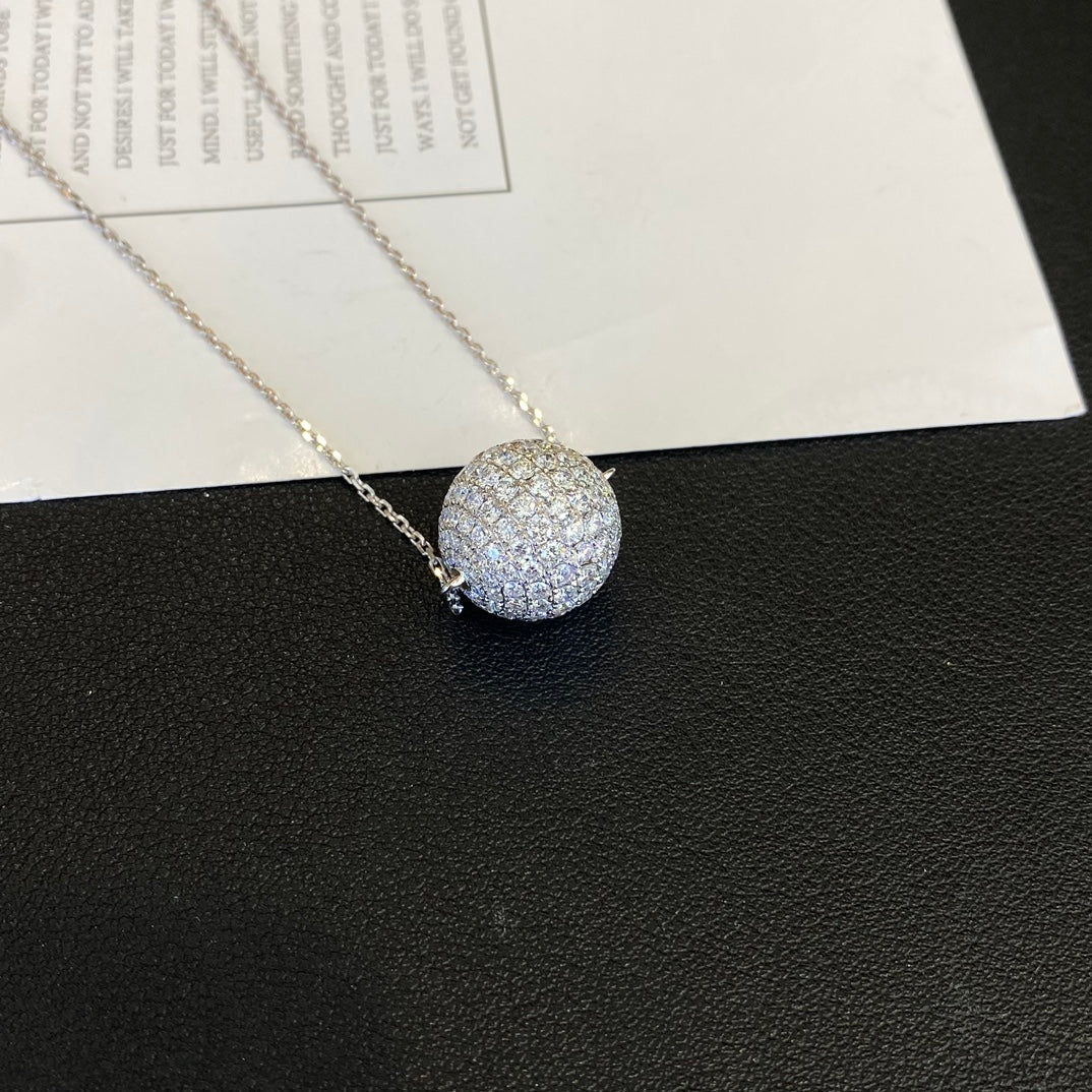 Round 4.50tcw Lab Grown Diamond Full Diamond Ball Pendant Necklace, EF Color, VS Clarity