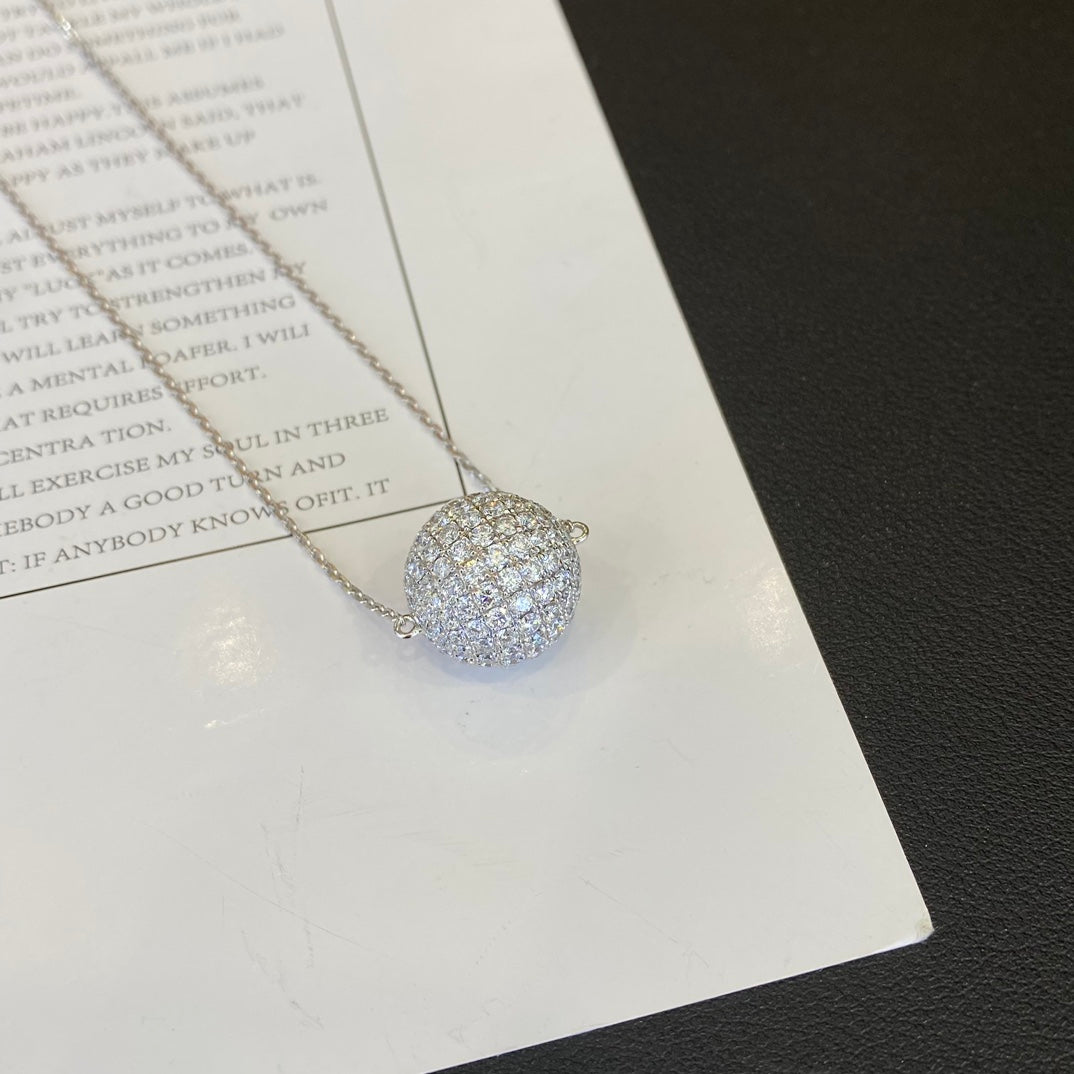 Round 4.50tcw Lab Grown Diamond Full Diamond Ball Pendant Necklace, EF Color, VS Clarity