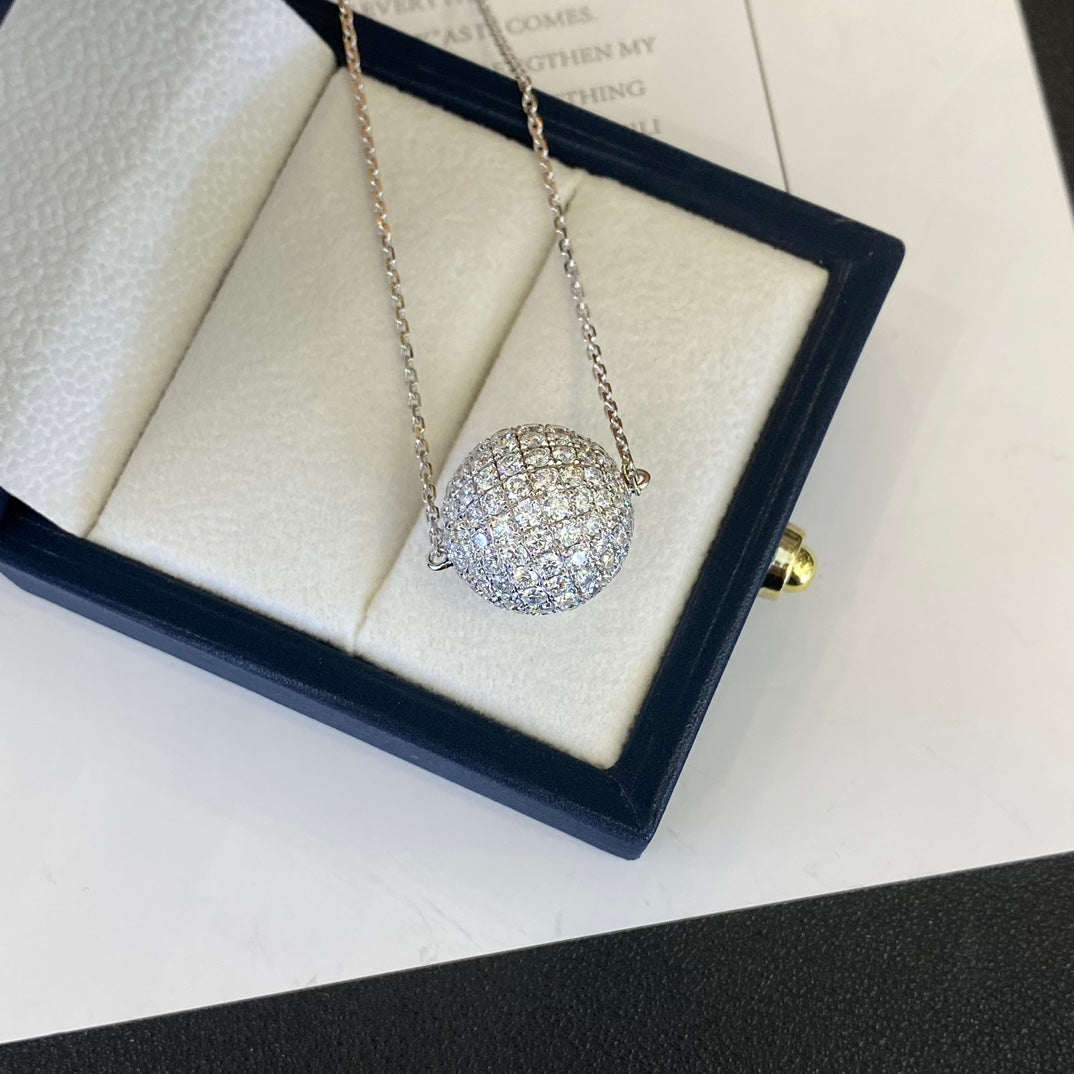 Round 4.50tcw Lab Grown Diamond Full Diamond Ball Pendant Necklace, EF Color, VS Clarity