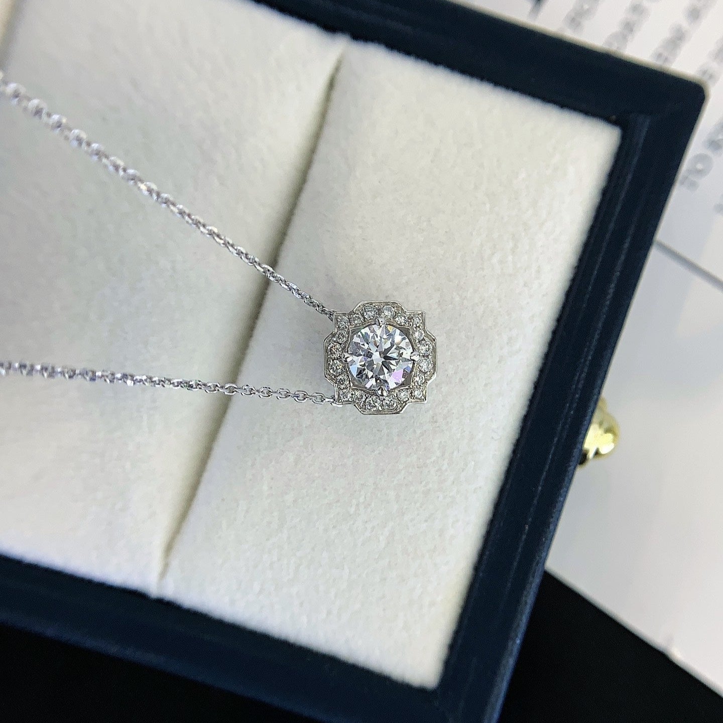 Round 0.65tcw Lab Grown Diamond Vintage Halo Necklace, EF Color, VS Clarity - IGI Certificate