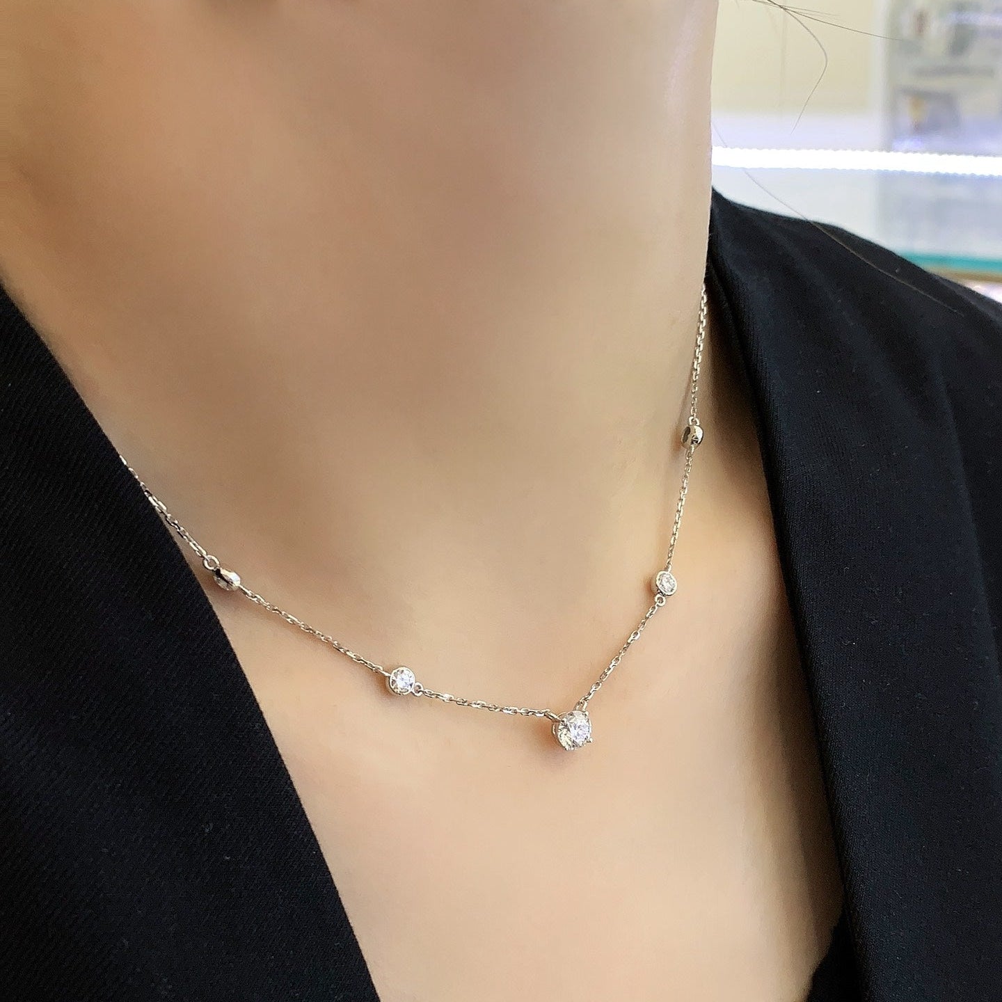 Round 0.80tcw Lab Grown Diamond The Yard Necklace, EF Color, VS Clarity - IGI Certified Necklace