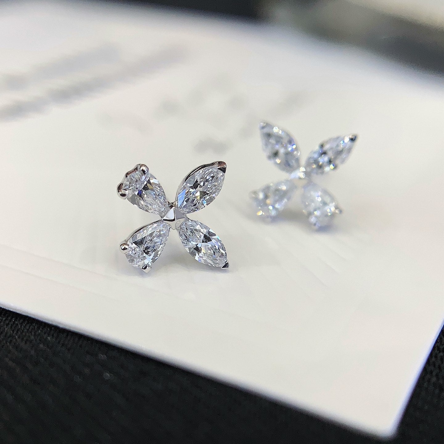 0.80tcw Lab Grown Diamond Pear and Marquise Floral Earring, EF Color, VS Clarity